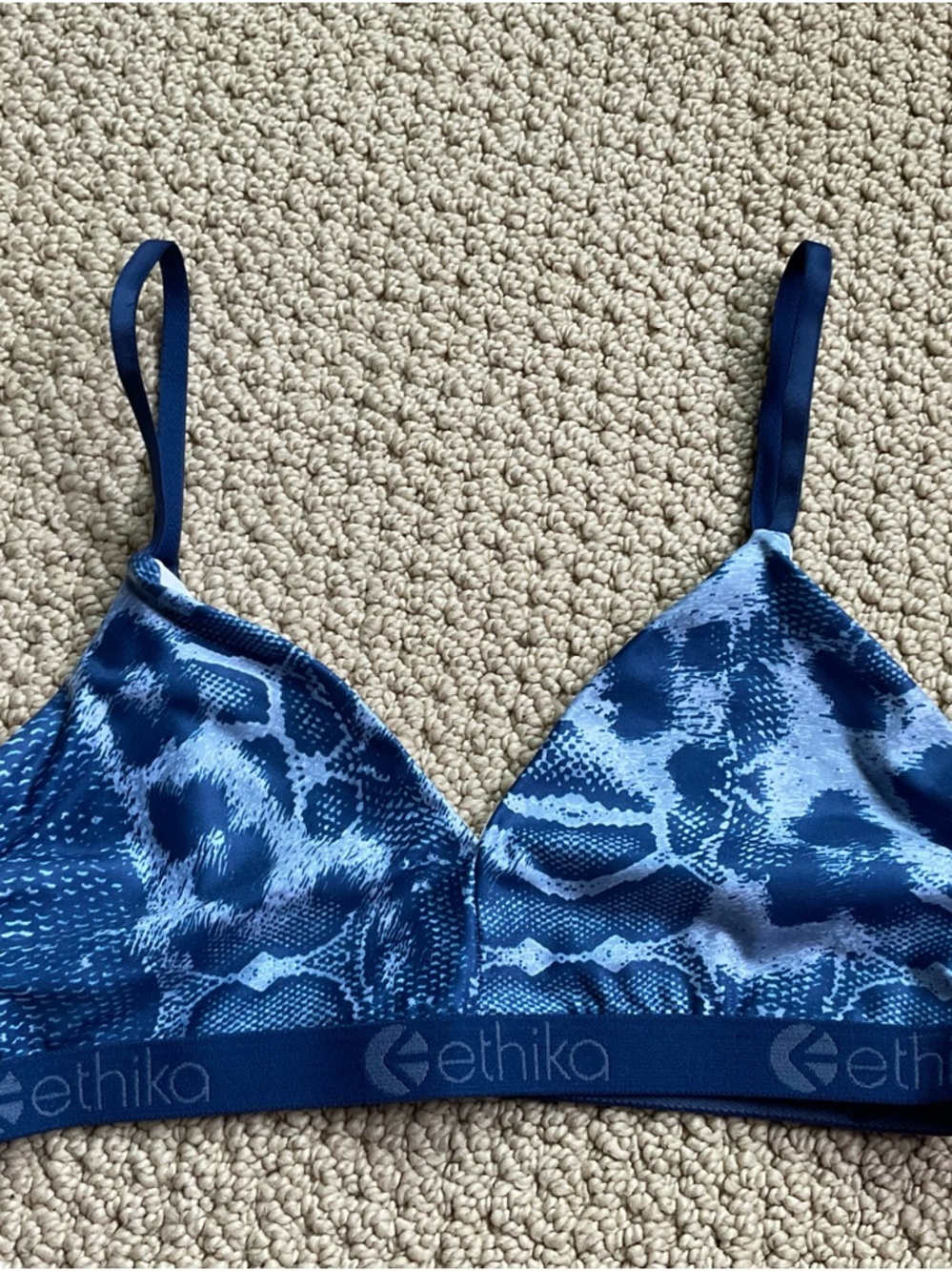Ethika Navy Blue Patterned Bra Size XS